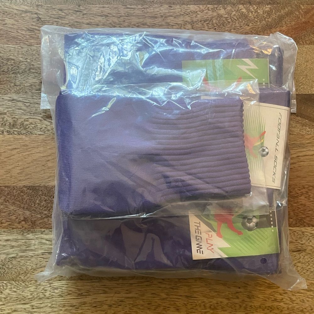 Royal Purple athletic high socks for sports pep rally school size 7-13 (5 Pairs)